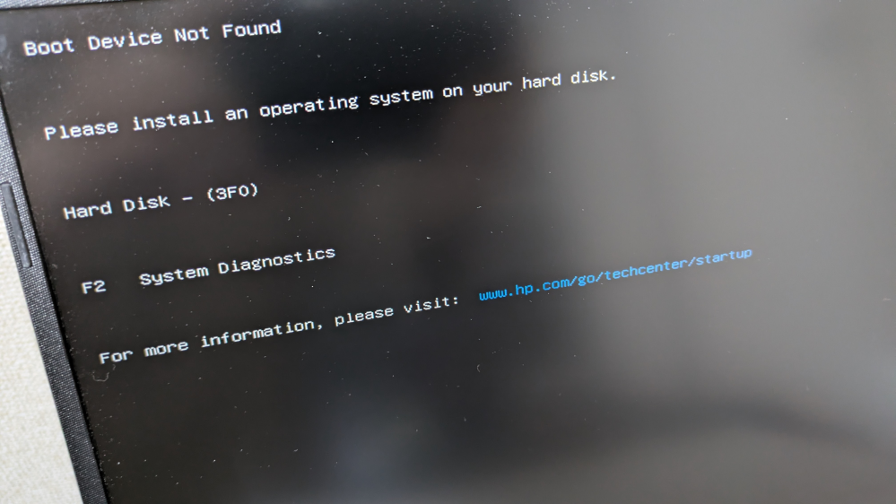 HPのノートパソコンなんですがbootdevicenotfoundとなって起