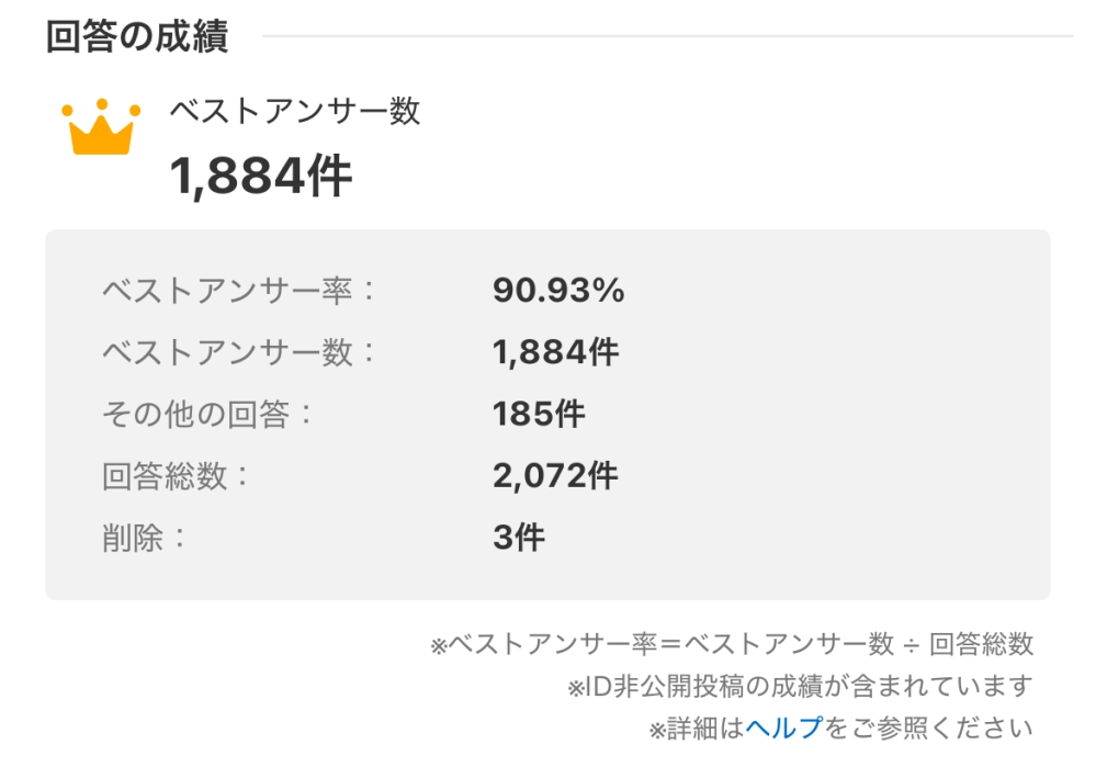 私のベストアンサー率は低いですか？93%を目指しています