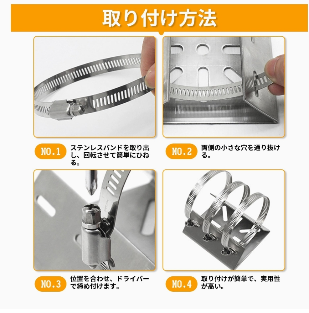 工具について 防犯カメラの取付金具をステンレス製ベルトで雨樋（堅樋）に取付けます。 ハミ出たベルトをカットするのに最適な工具は何でしょうか？ 取説には『ハサミ、ニッパーでカット』と有りますが、ハサミは太刀打ちできませんでした。