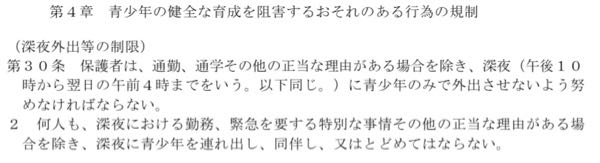 群馬県青少年健全育成条例についてです。 学がないので条例読んでもよく分かりませんでした。 22:00-4:00は親と一緒でも未成年は外出してはいけないのでしようか？ 正当な理由ってなんですか？誰が決めるんですか？ 画像貼っときます。