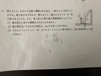 (1)の問題で、解答ではモーメントからFと水平方向につり合う力を考えて答えを出しているんですけど、図からW=Nとなっているので、F=μN=μWとして良いのでしょうか? ダメだったらその理由も教えてください。