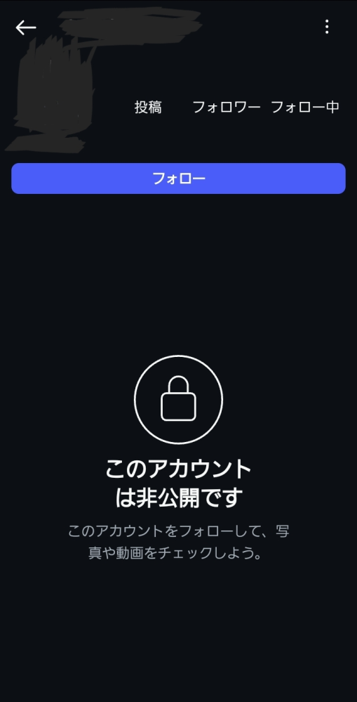 これってブロックされてますか？DMのところの名前はInstagramユーザーとなっていてプロフィール開いたらフォロー中フォロワーが表示されていません。ユーザーネームは見えます。アイコンもみえます。