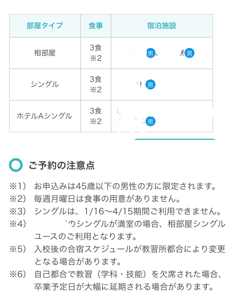 普通二輪免許を取得したいと思い教習所を調べているのですが、安いところで通いながらだと25万程。 合宿で13万程の場所を見つけたのですが、45歳以下の男性のみでした。(当方女です) 画像には※2の表記しかなく、※1の表記ないので私でも入れるということでしょうか？ 私はなるべく合宿で費用も抑えたいので、その13万のところに行きたいのですが難しいでしょうか？ また、元々女性の募集を行っていなくても、問い合わせたら大丈夫です。と言ってくれることあるのでしょうか？