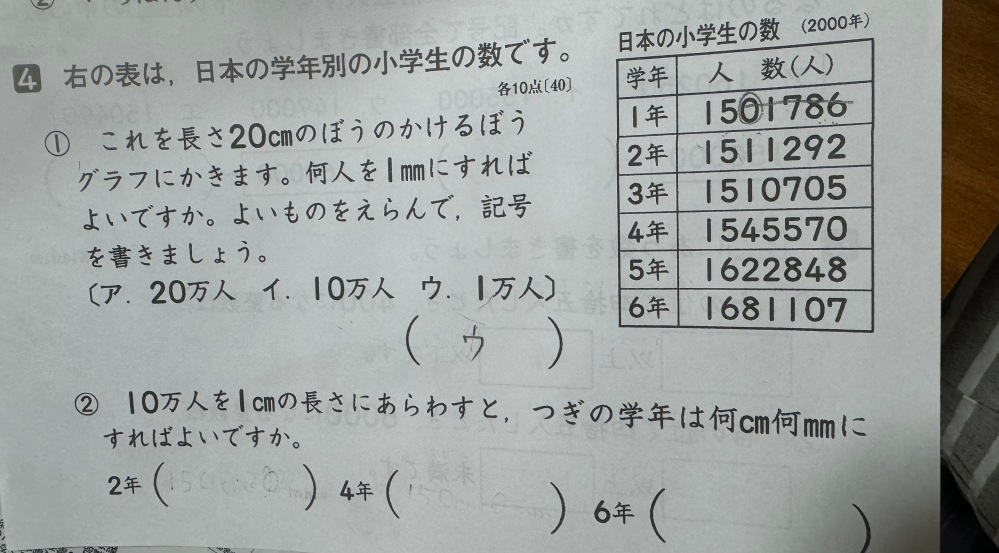 算数の問題について質問です すみませんがこの問題がわかる方、 ①と②を教えてください。 解説もして頂けると幸いです よろしくお願いします