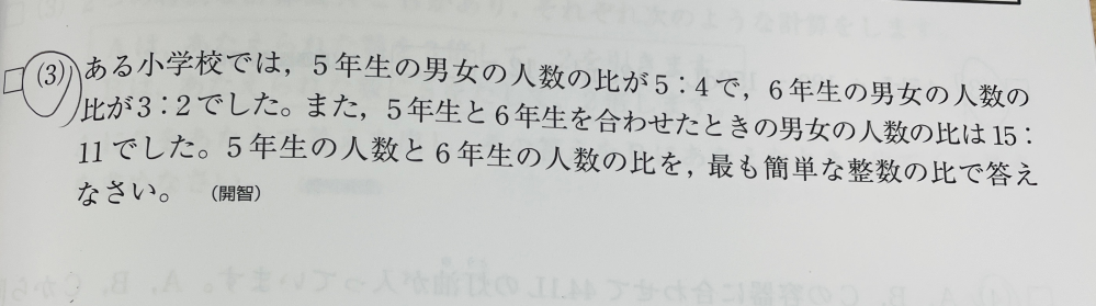 小学6年生の算数の問題です。 小学生にわかるよう解説お願いします。