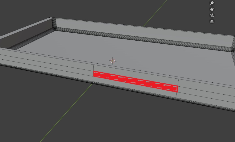 ３Ｄプリンタでスマホケースを作りたいと思って、blenderで、表面から裏面まで切り抜きたいと思っています。 表面の側面のスマホボタンのところを採寸し、この赤いところだけ切り抜きたいと考えているのですが、写真２のように表面だけ線がはいっており、裏面まではなぜかループカットされず、うまくくり抜けないという感じです。 ブーリアンを使えばできるのかもしれませんが、綺麗に対象の位置だけくり抜けるのかわかりません。 ループカットはスマホケースにベベルを先にかけたからうまくいかなくなったのかなぁと思っていますが、お詳しい方対応がわかれば教えて頂きたくお願いします。