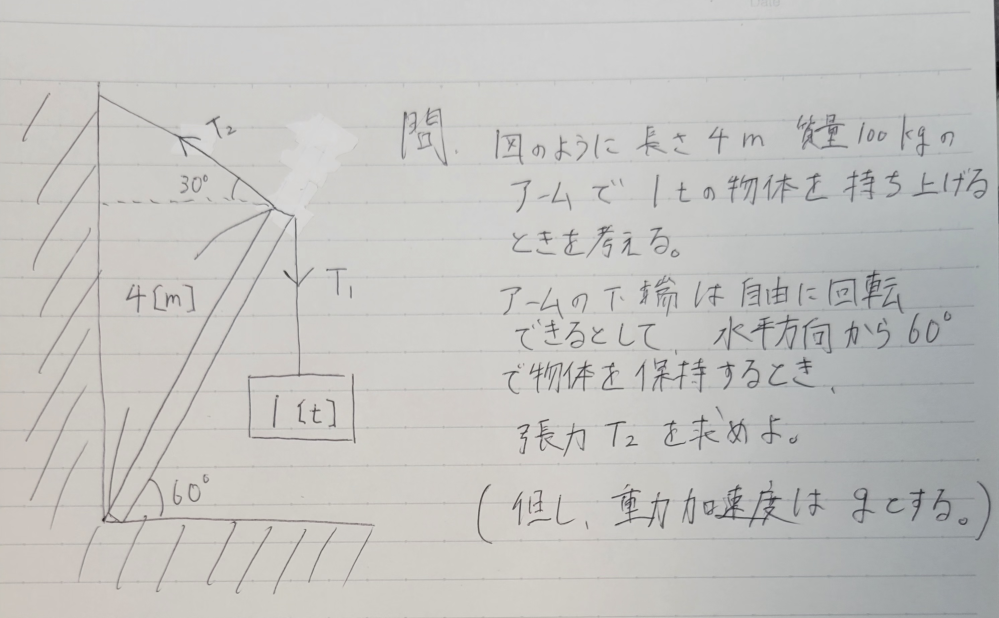 この物理の問題を教えていただきたいです。