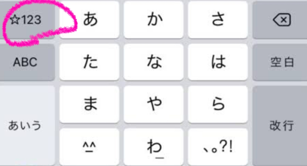 このように、キーボードに⭐︎123やABC、あいうを分けたいのにA