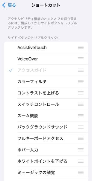 アクセスガイドを使用したいのですが、文字が灰色になっており、使用