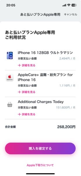 ペイディAppleで商品を購入しようとしたんですが、購入確定画面に移動