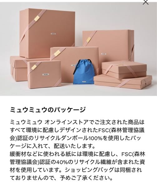 miumiuのお財布をオンラインショップで買った場合、ショッピングバッグ