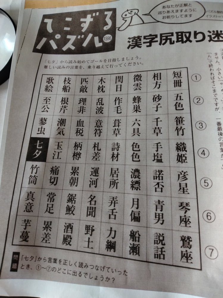 てこずるパズル1598の漢字尻取り迷路でふりがなをうってやったのですが