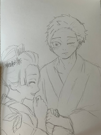 鬼滅の刃の猗窩座と恋雪ちゃん描きました。評価お願いします