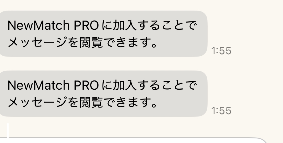 ニューマッチでメッセージが全部これになってしまったんですけど一生 