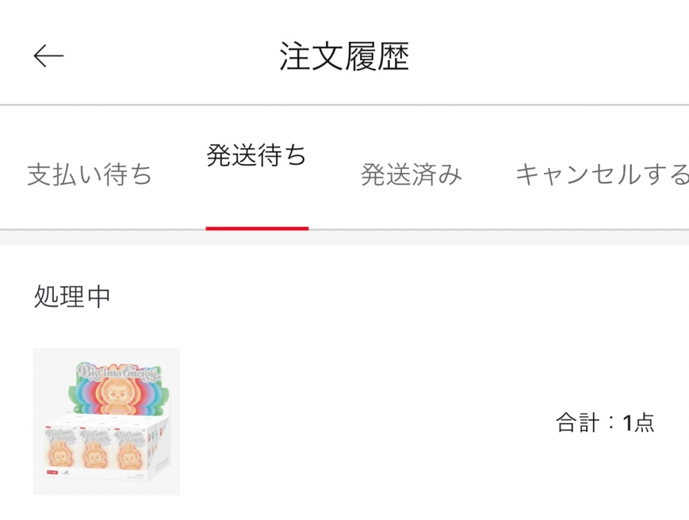 POPMARTのオンラインで、ラブブを購入したのですが、発送から何