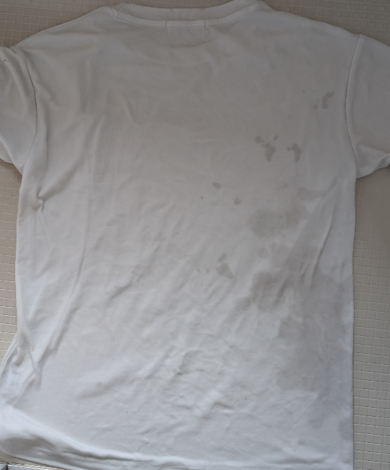 困ってます…洗濯したら白Tシャツにシミができました。洗い直したら広 