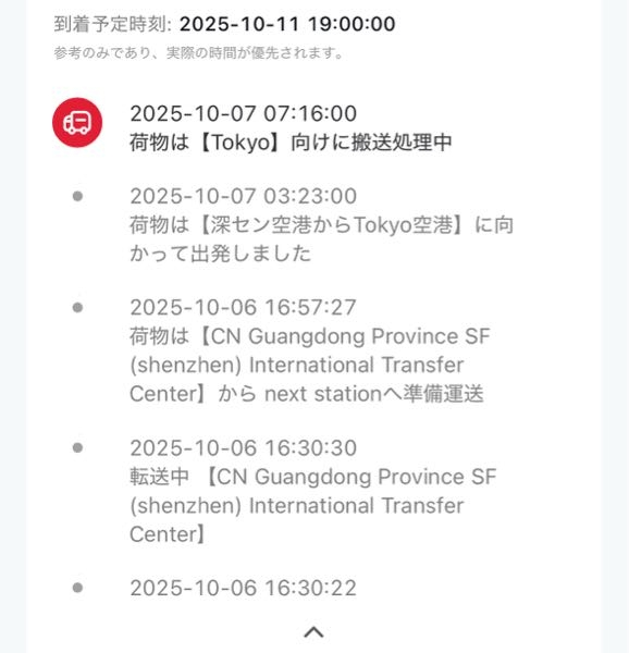 SHEINで注文したら、配達業者がSFインターナショナルと書いてあ 