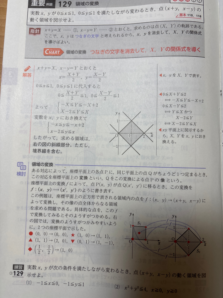 数学Ⅱ、青チャートの問題です。軌跡、領域の問題を解くときなにか
