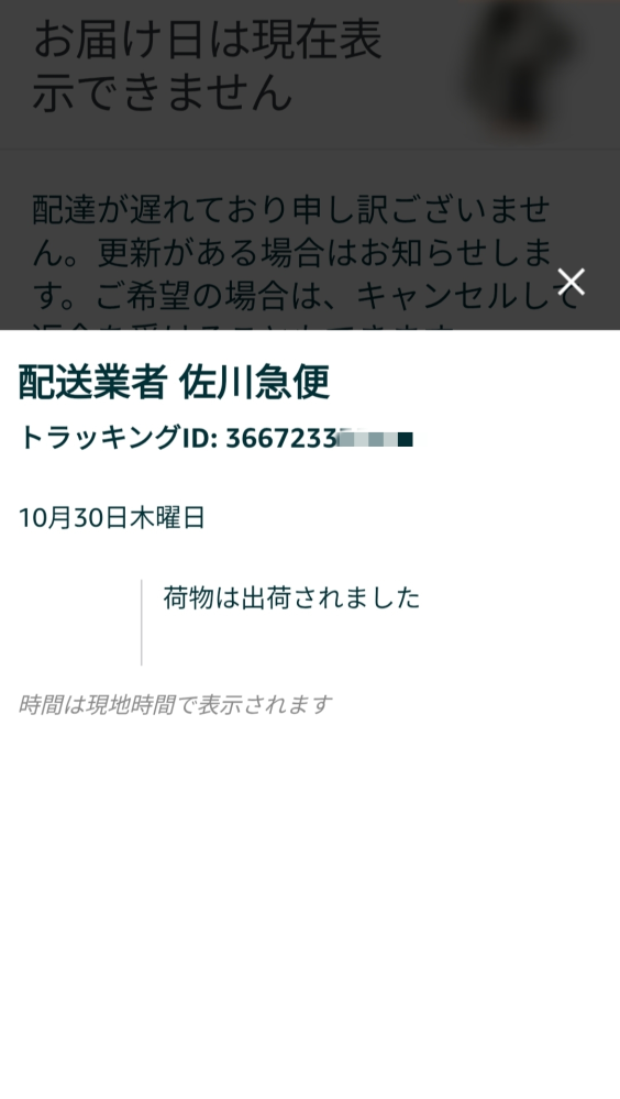 ５日〜１１日まで発送できません。 Amazonで頼んだ品物が、「お届け日は現在表示できません」って出てくる