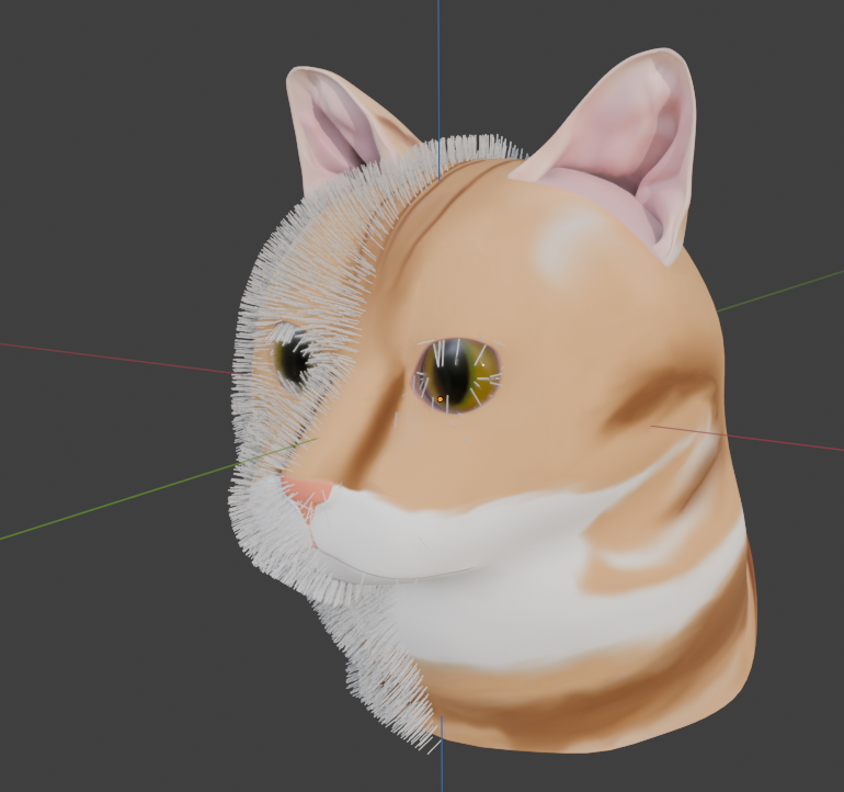 Blenderについて質問です。猫にヘアーカーブを生やしてモフモフ 