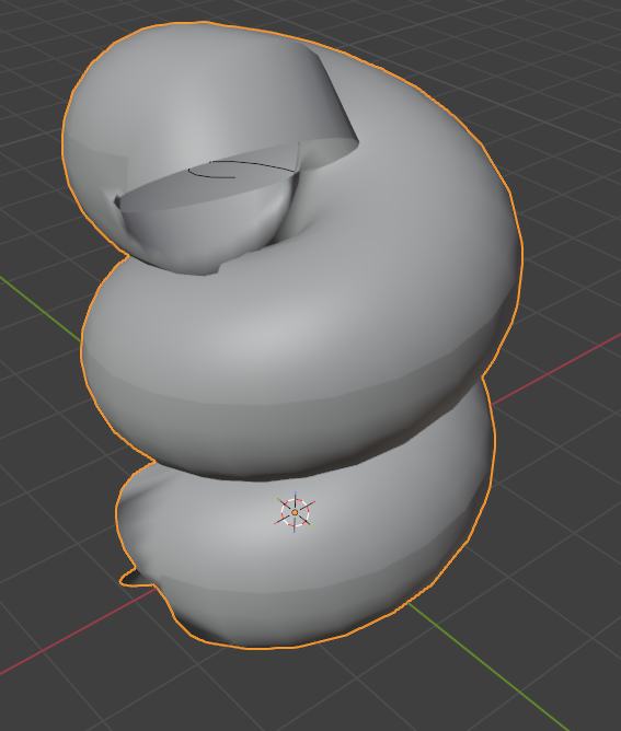 Blenderでリボン状の螺旋が作れません。 https://qiita.com/e1ght3/items/8138807ff844d6f315ca 上記の方法を試しているのですが、リボン状でなく画像のような巻貝みたいな形になってしまいます。 どこを修正すればいいのでしょうか？