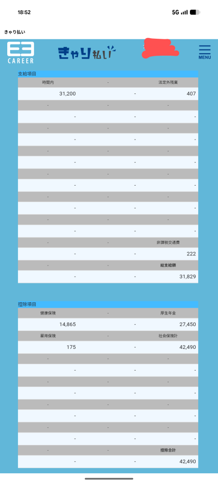 こんばんは。以前も同様の質問をさせていただきましたが、明細がきた為再度お願いします！ 先月3日だけ勤めて辞めた派遣なのですが本日明細確認したところ社会保険があまりにも高いので担当に伝えた所事務に確認すると言われました。 画像添付します。 どう思われますか？ 時給1300円 週5日勤務 介護 夜勤そのうち有るとのことでした。 34歳扶養なしです。