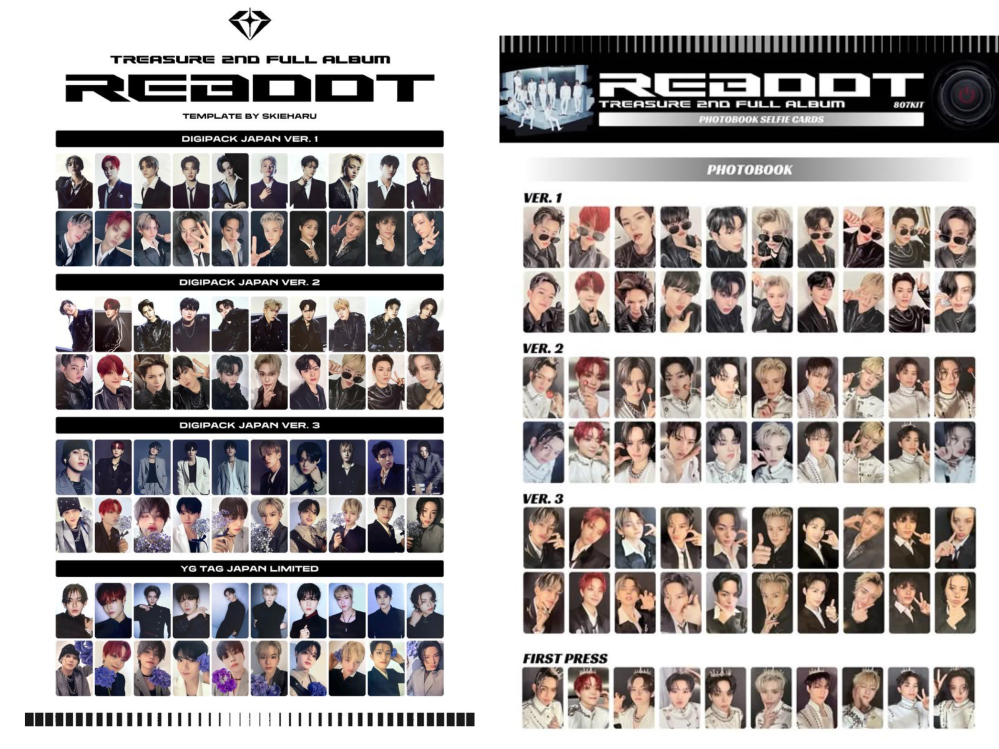 treasureのrebootのトレカ一覧3種類アルバムがあってト - Yahoo!知恵袋