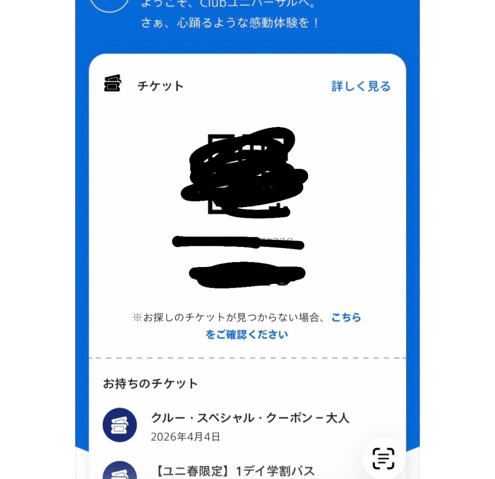 ユニバのチケットを私のスマホで2枚購入しました。写真の通りに