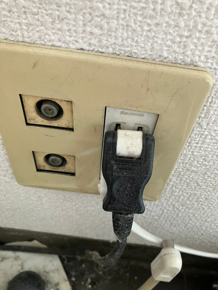 壁に写真のアンテナ端子があります。ふたつともに地デジは映ります。BS 