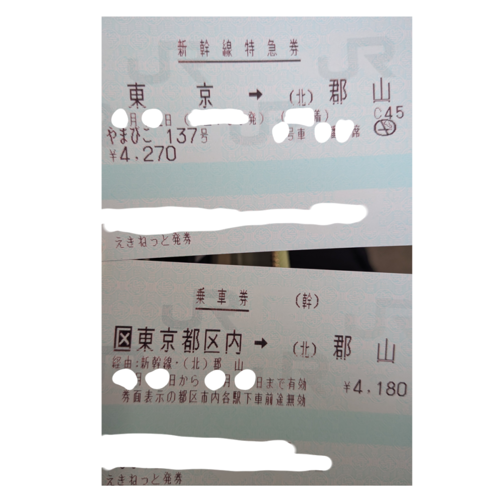 新幹線指定席のチケット買ったのですが2枚出てきました。これってなに 