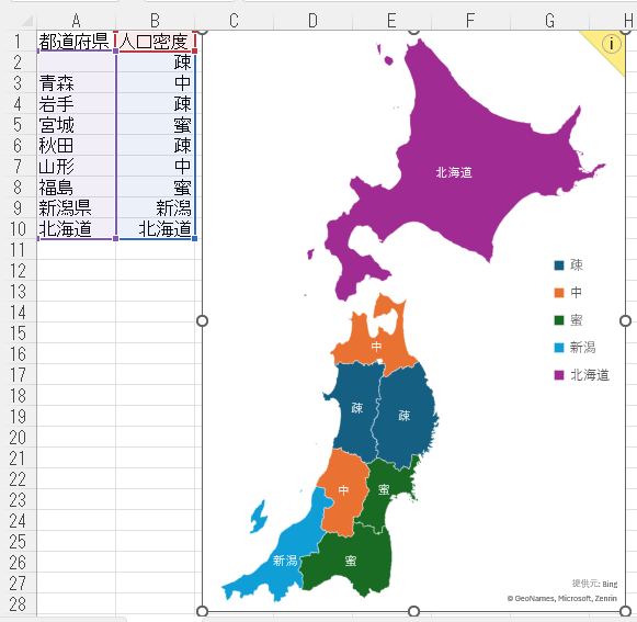 塗分けマップグラフ疑問2画像右上のオレンジの部分はなぜでてきてしま