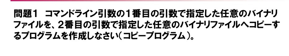コピープログラムを作成せよという問題なのですがどなたかこの問題のソースコードを教えてくださると嬉しいです。よろしくお願いします。 