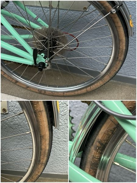 以前ヤフーショッピングで購入した自転車を先日雨天走行したら後輪のタイヤの隙間からグレーの汚れが出てきました。 翌日洗い流せば落ちるだろうと思って洗ってみたのですが全く落ちる気配がありません&hellip; そもそも何の汚れかも分からないですが、なにか落とす方法はありますか？