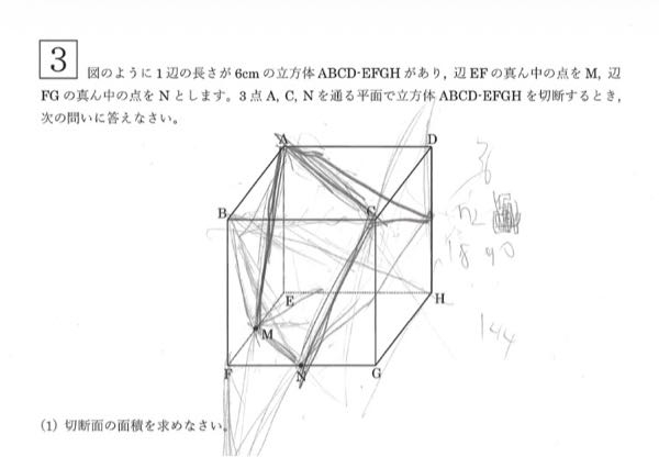 至急】【中学受験算数】先日のNN開成オープンの問題です。三平方の