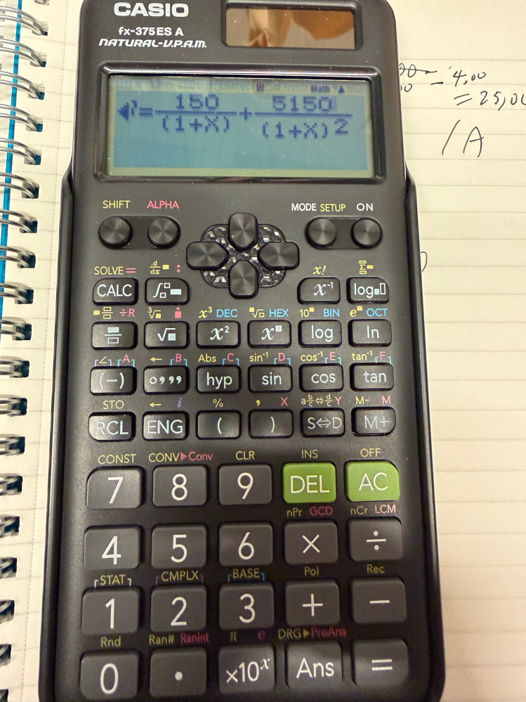 CASIOfx-375ESAについての質問です。画像の式を入力し、 - Yahoo!知恵袋