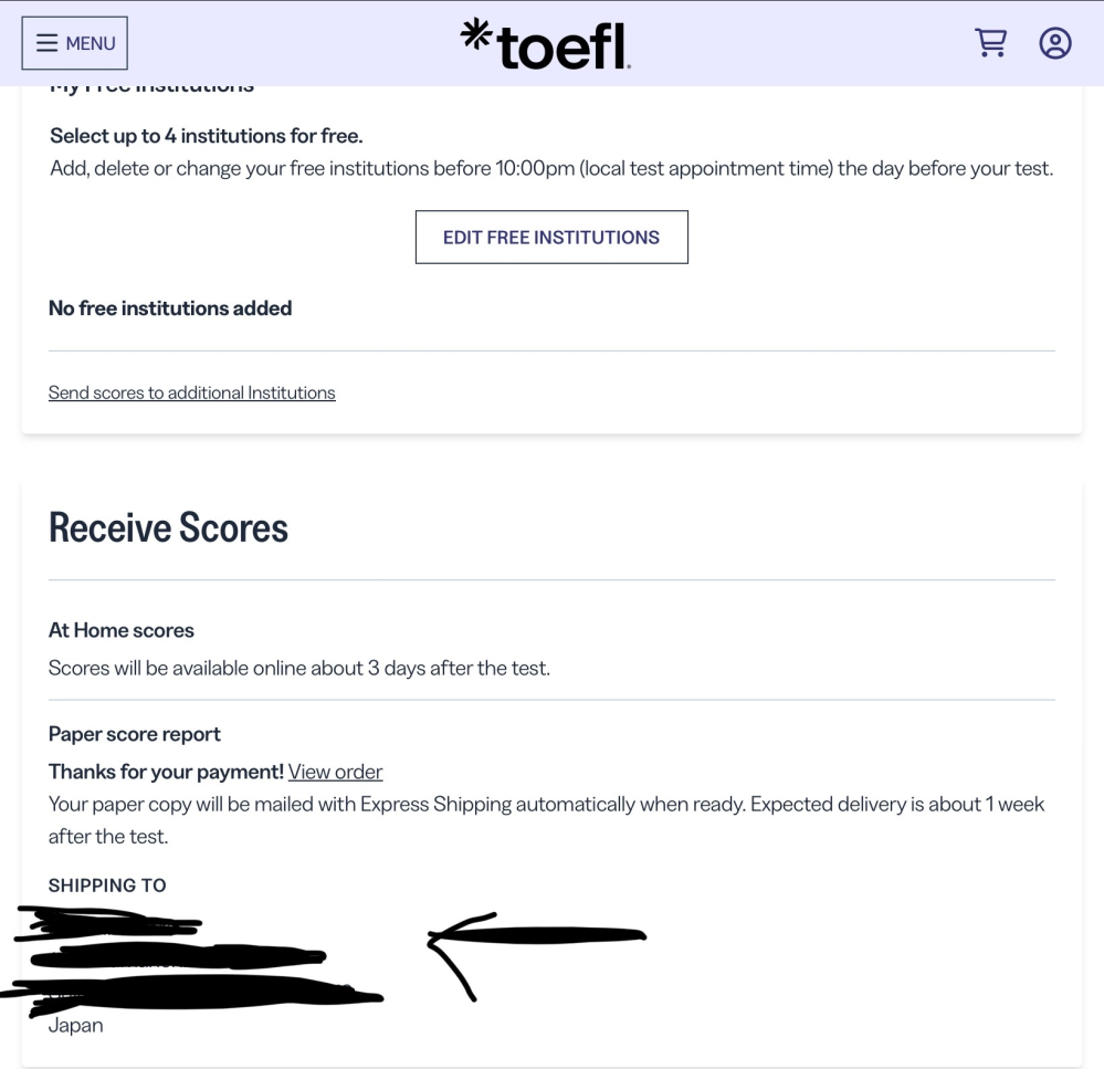 至急回答お願い致します。toeflibtを申し込んだのですが、プロフィール