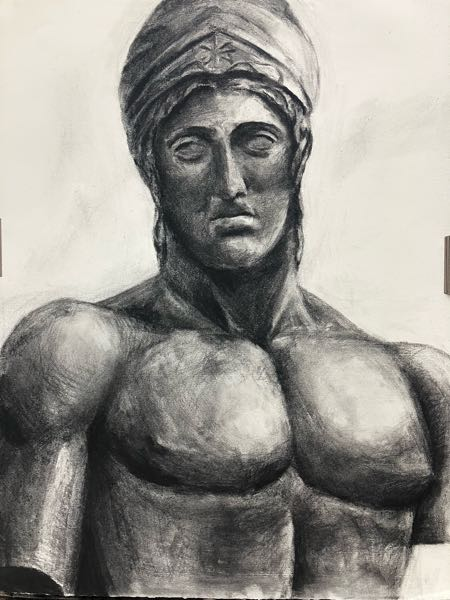 マルスの石膏木炭デッサンです。自分では描けたと思ったのですが、先生
