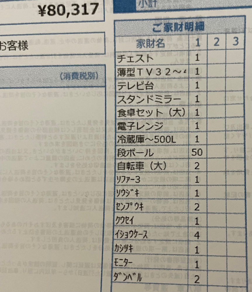引越し見積もりについて。アート引越しセンターの訪問見積もりを受けま