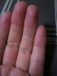 手相についてです。画像あります。
両手の薬指の第一関節と第二関節の間に、もう一本線があります。
どういう意味なのでしょうか？
ぜひ教えて下さい。
 