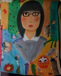 中3 絵のアドバイスください 自画像です 絵の具 コラージ Yahoo 知恵袋