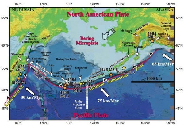 アリューシャン列島のベーリング海側西方に おかしな姿の海山列がありますよね Yahoo 知恵袋