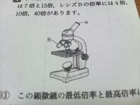 中学理科の問題 下の図の顕微鏡で レンズaの倍率には7倍と15 Yahoo 知恵袋