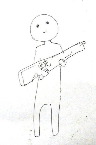 下の絵のような銃の持ち方の画像下さい 探したのですが見つかりませんで Yahoo 知恵袋