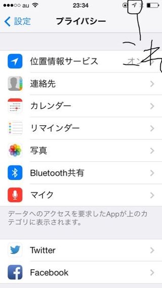 Iphoneの右上にいつのまにか 位置情報 か何かを示すようなマークが出てきま Yahoo 知恵袋