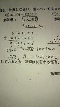 2進数の減算で2の補数を用いる計算についてです この画像の 2 の答 Yahoo 知恵袋