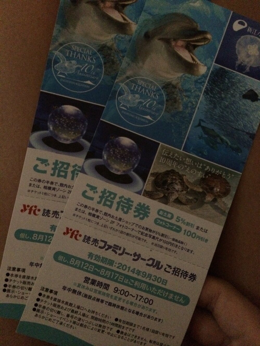 新江ノ島水族館の招待券についてです。読売ファミリーサークルからの招待... - Yahoo!知恵袋