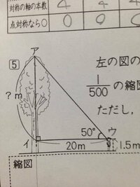 算数の問題でわからないところがあります 下の写真の図の木の高さを 三角形アイウ Yahoo 知恵袋