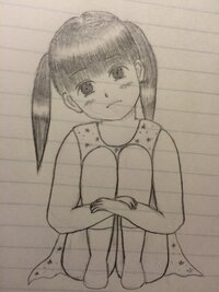 体育座りの女の子を描いてみました 皆さんから絵の評価をして頂 Yahoo 知恵袋