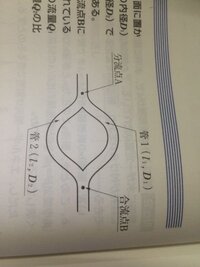 添付の図のような菅をAからBに向かって水が定常的に流れています。それぞれの菅の摩擦損失係数をf1,f2とします。このような仮定の問題があるのですが、解く仮定で摩擦損失水頭の式を使う必要がありました。解答では 、菅1,2の摩擦損失水頭は等しいとなっていましたが、なぜ等しいのかわかりません。理由を解説していただけませんか。