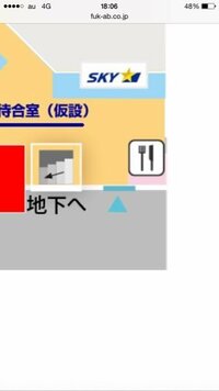 福岡空港に詳しいかた、よろしくお願いいたします。 ライブ後あまり時間がない状態で福岡空港を利用いたします。
タクシーで向かおうと考えており、スカイマークを利用します。

そこで質問なのですが、福岡空港のアクセスマップからこの水色の矢印の部分は入口ということはのでしょうか？
これが入口ならすぐスカイマークのチェックインができ、大変助かるのですが・・・。

わかるかたご回答よろしくお願いいたします。